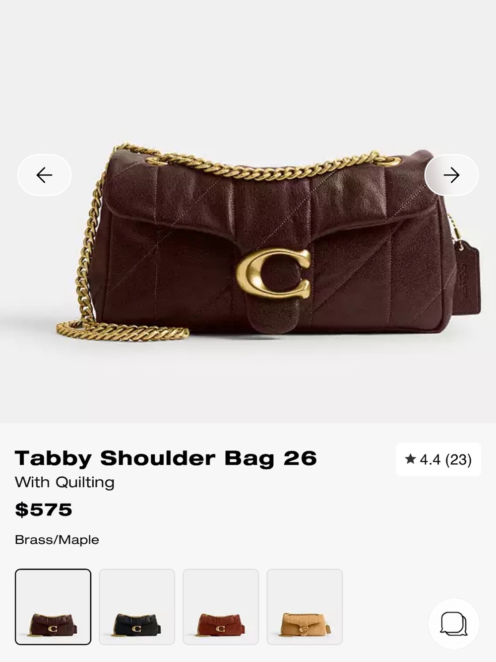 Coach Tabby Shoulder Bag 26 in Maple Brass. NEVER USED. STILL IN PACKAGING